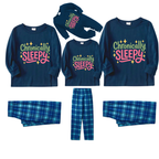 Chronically SLEEPY Letter Printed Blue Plaid Matching Pajamas