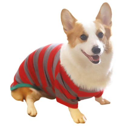 Merry Christmas Red&Gray Striped Pet Clothes Winter Pet Christmas Outfits