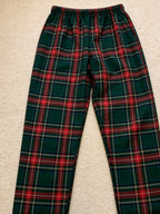 Stacked Snowmen Decorating Christmas Tree Family Pajamas Set with Red & Green Plaid Pants Classic Pullover Pajamas