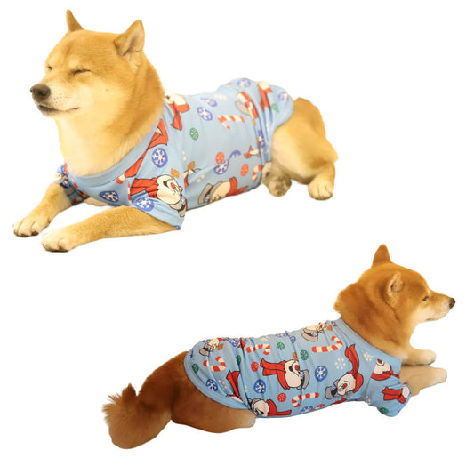 Christmas Snowman Snow and Candy Bar Print Pet Winter Outfits Dog Clothes