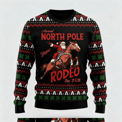 Playful Santa Claus Pattern Print - Classic Holiday Motif Ugly Sweater