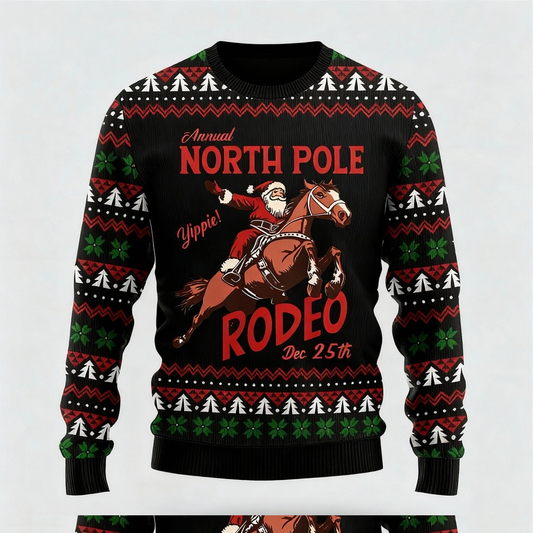 Playful Santa Claus Pattern Print - Classic Holiday Motif Ugly Sweater