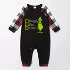 Christmas "Naughty&Nice& I Tried" Letter Print Patterned Casual Long Sleeve Sweatshirts Contrast Tops and Red & Black & White Plaid Pants Family Matching Pajamas Set With Pet Bandana