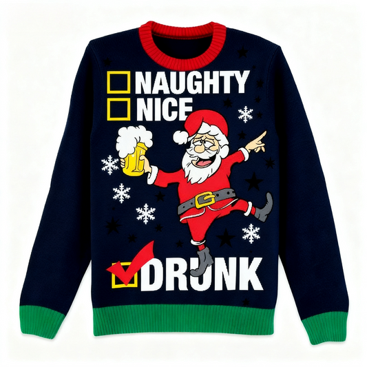 Festive & Fearless: Wacky Santa Print Christmas Jumper