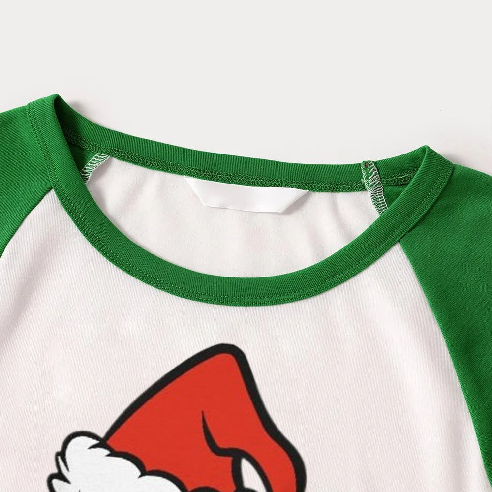 Christmas Smile Cartoon Print Family Matching Raglan Long-sleeve Pajamas Sets