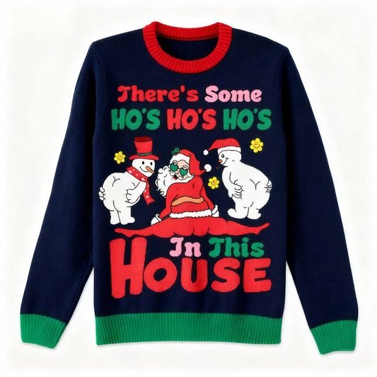 Zero Shame, All Game: Wacky Santa Print Ugly Christmas Sweater