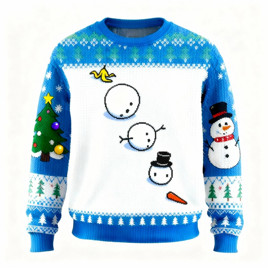 Snowman Print Sweater - Ugly & Cozy Unisex Pullover
