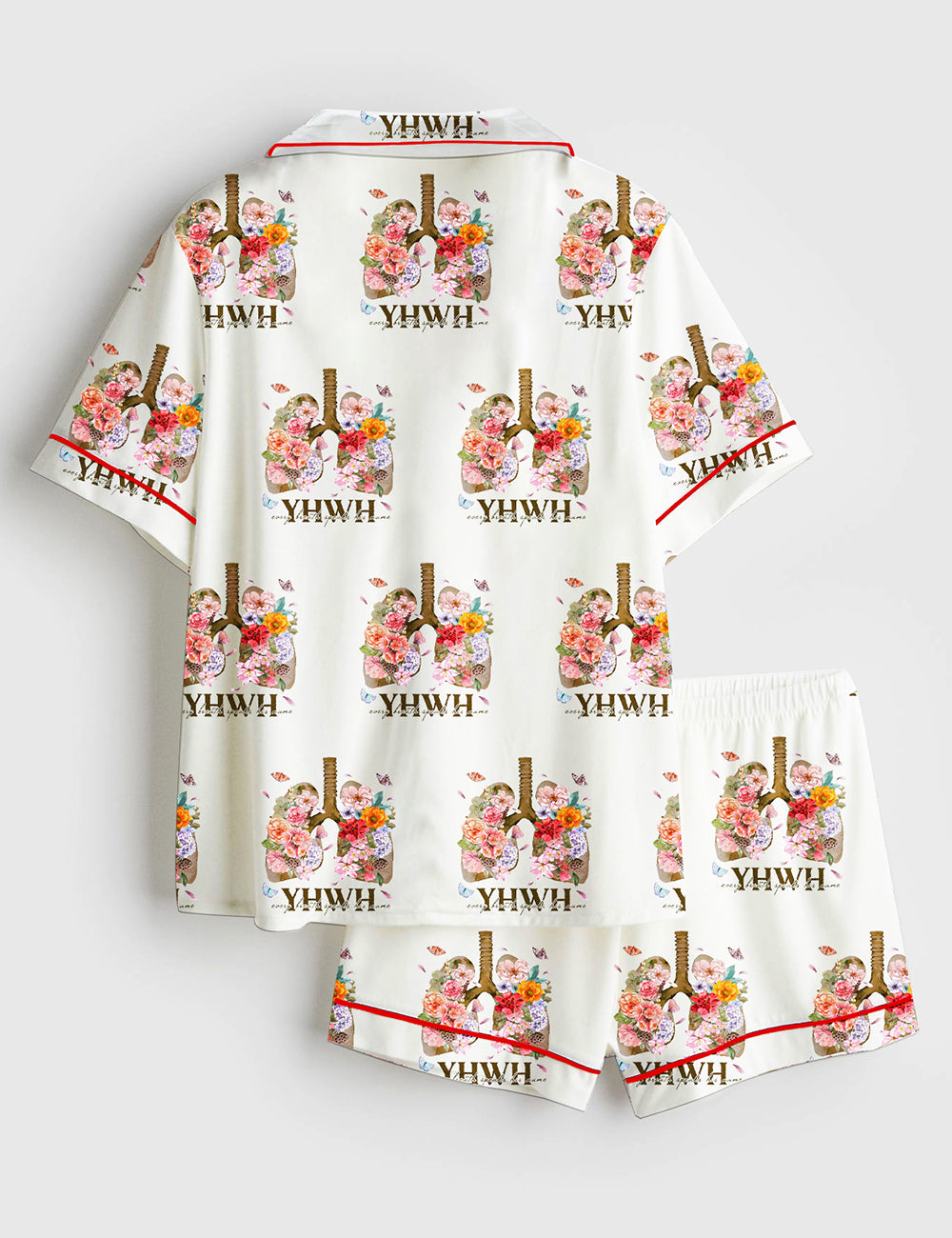 Women's YHWH Lungs Christian Every Breath Speak His Name Jesus Short Sleeve Satin Pajama Set