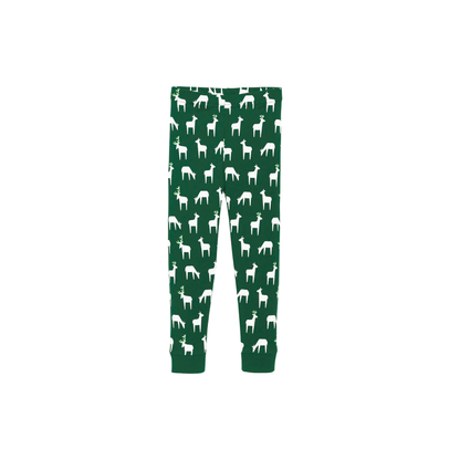 Green Cute Deer Print Christmas Pajamas Set With "Jesus is the Reason for the Season" Text Print