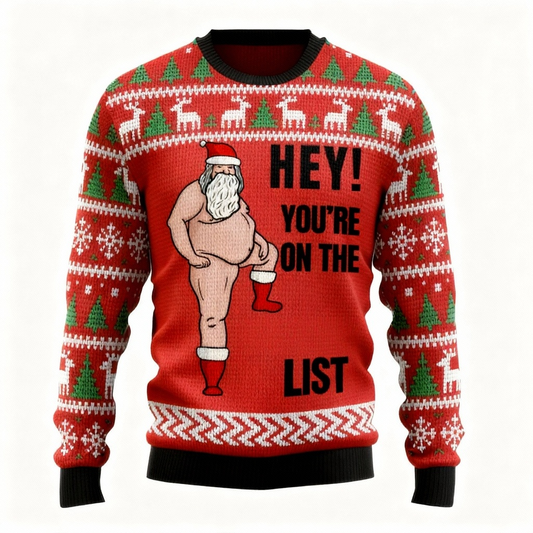 Zany Santa Pattern Design Sweater - Ugly & Cozy Unisex Pullover