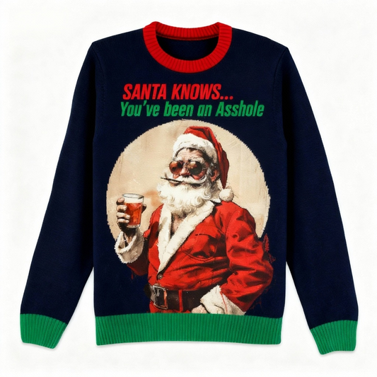 Zero Shame, All Game: Jolly Santa Print Ugly Christmas Sweater