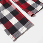 Let it snow letter and snowman Pattern Contrast Top with Red&Black&White Plaid Sleeves Family Matching Pajamas
