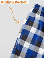 "Christmas With My Tribe"  Pattern Blue Long Sleeves with Blue&White&Black Plaid Pants Family Matching Pajamas