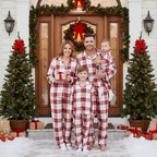 Matching Family Sleepwear Red White Plaid Christmas Pajamas Set
