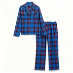 Holiday Couple Blue Plaid Christmas Pajamas Set