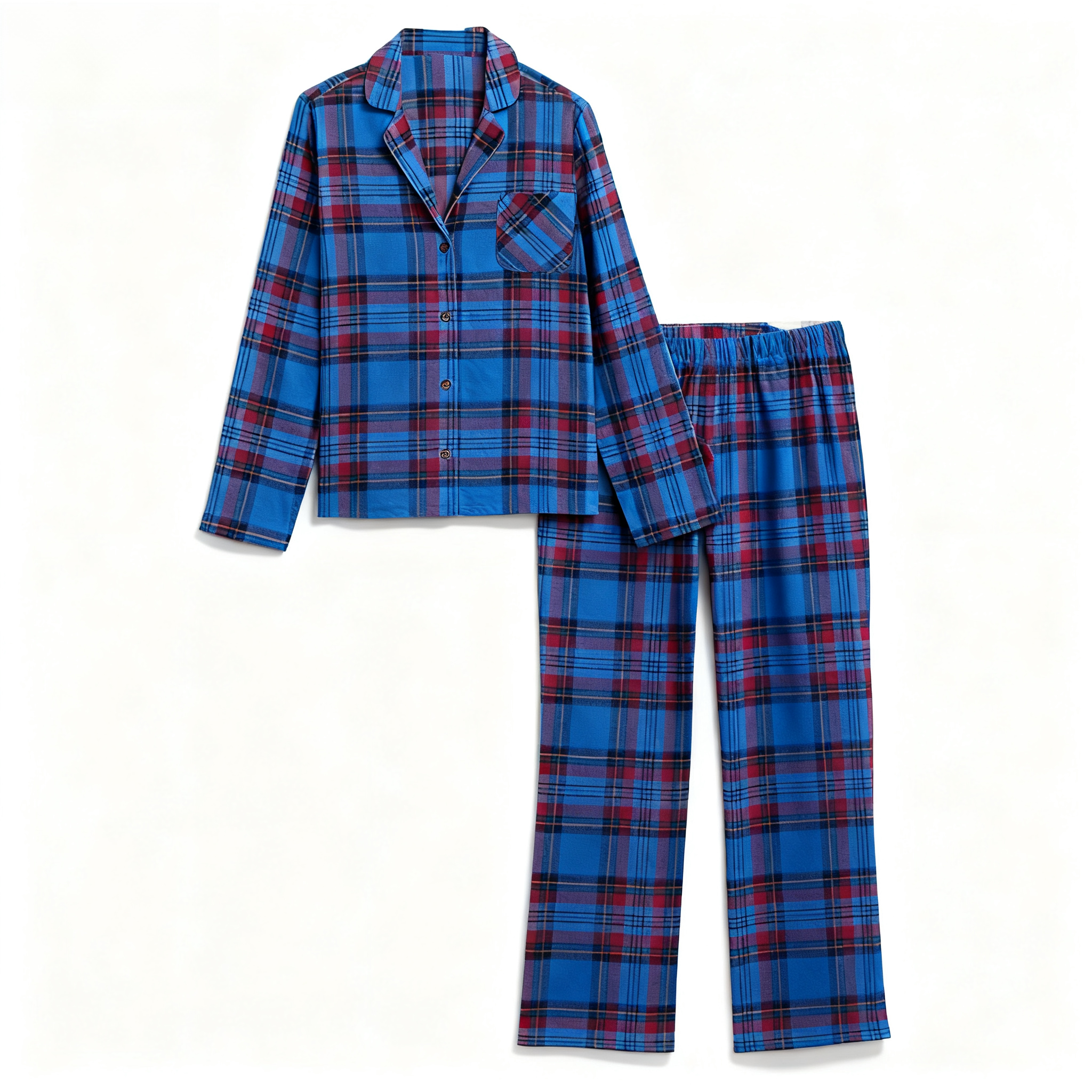Holiday Family Blue Plaid Christmas Pajamas Set
