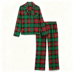 Holiday Couple Green Plaid Christmas Pajamas Set