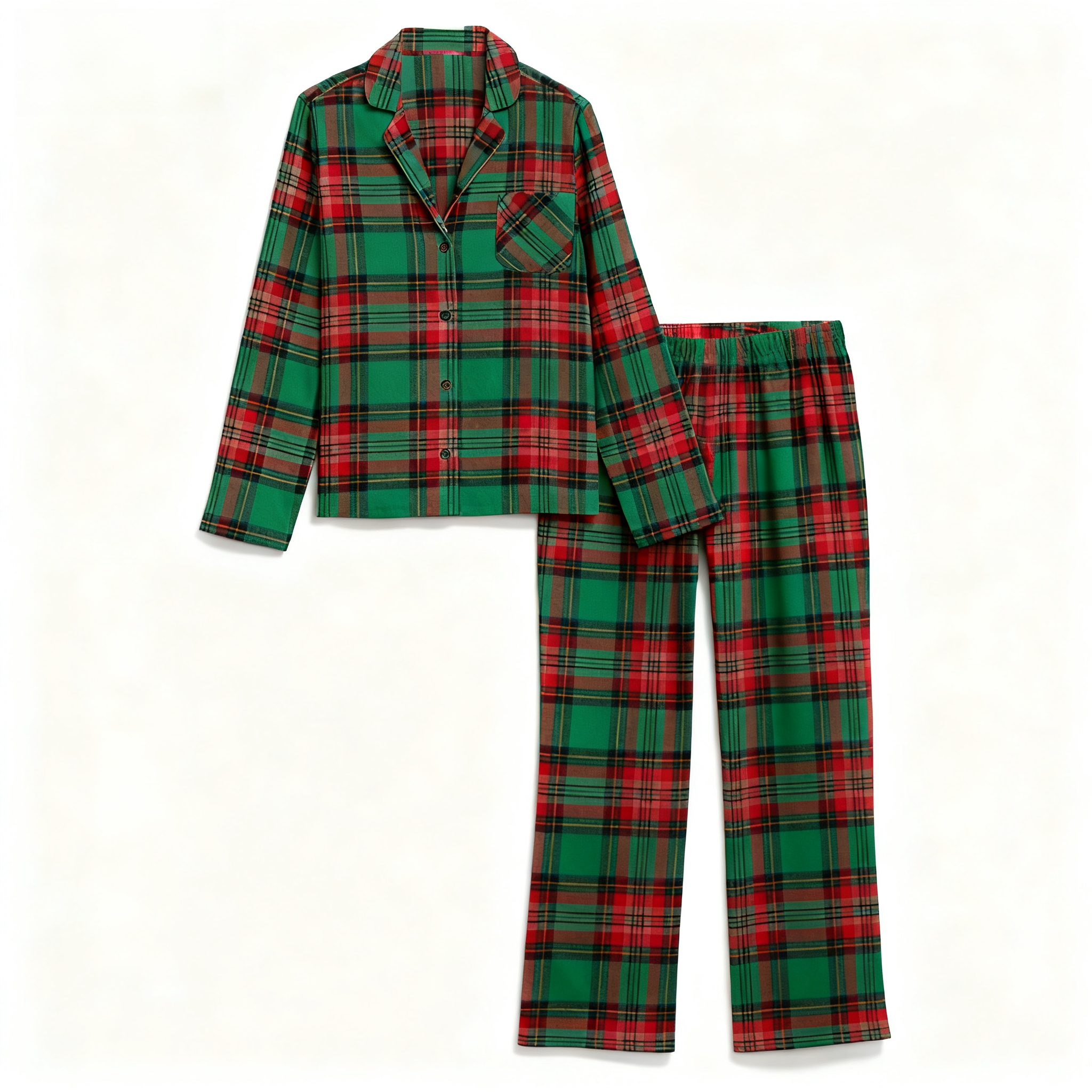 Holiday Couple Green Plaid Christmas Pajamas Set