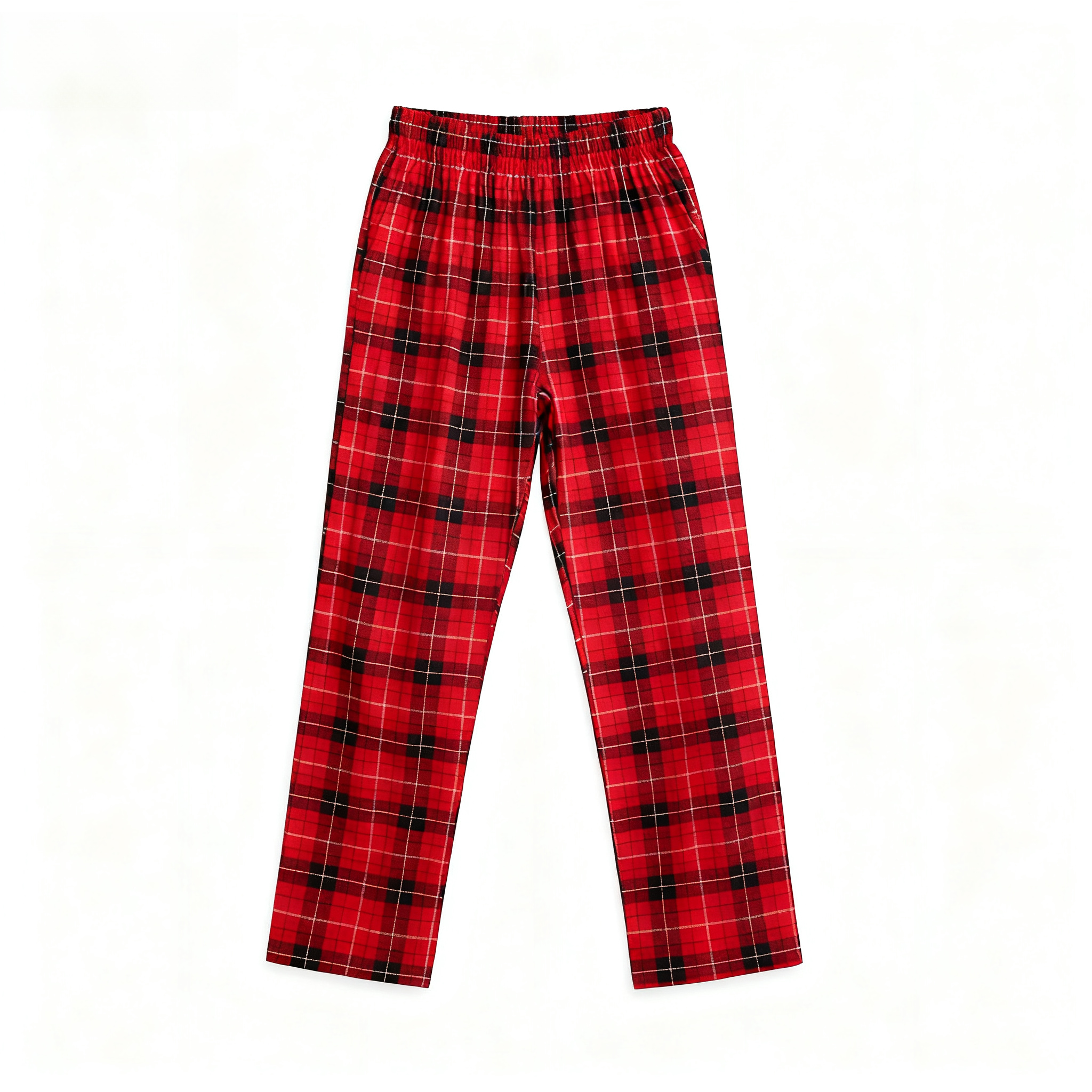 Christmas Couple Matching Red Plaid Button Up Long-sleeve Pajamas Sets With Dog