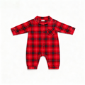 Christmas Family Matching Red Plaid Button Up Long-sleeve Pajamas Sets With Dog