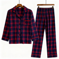 Holiday Couple Button-down Christmas Blue and Red Plaid Pajamas Set