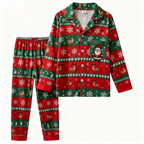 Holiday Couple Button-down Christmas Pajamas Set