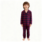 Holiday Family Button-down Christmas Blue and Red Plaid Pajamas Set