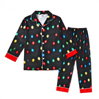Holiday Couple Button-down Satin Christmas Pajamas Set