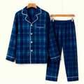 Couple Christmas Blue Plaid Button-Front Pajamas Sets