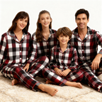 Family Christmas Red and White Plaid Button-Front Pajamas Sets
