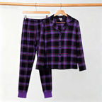 Christmas Purple Plaid Button-Front Pajamas Couple Pajamas Sets