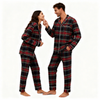 Couple Plaid Button-Front Pajamas Sets