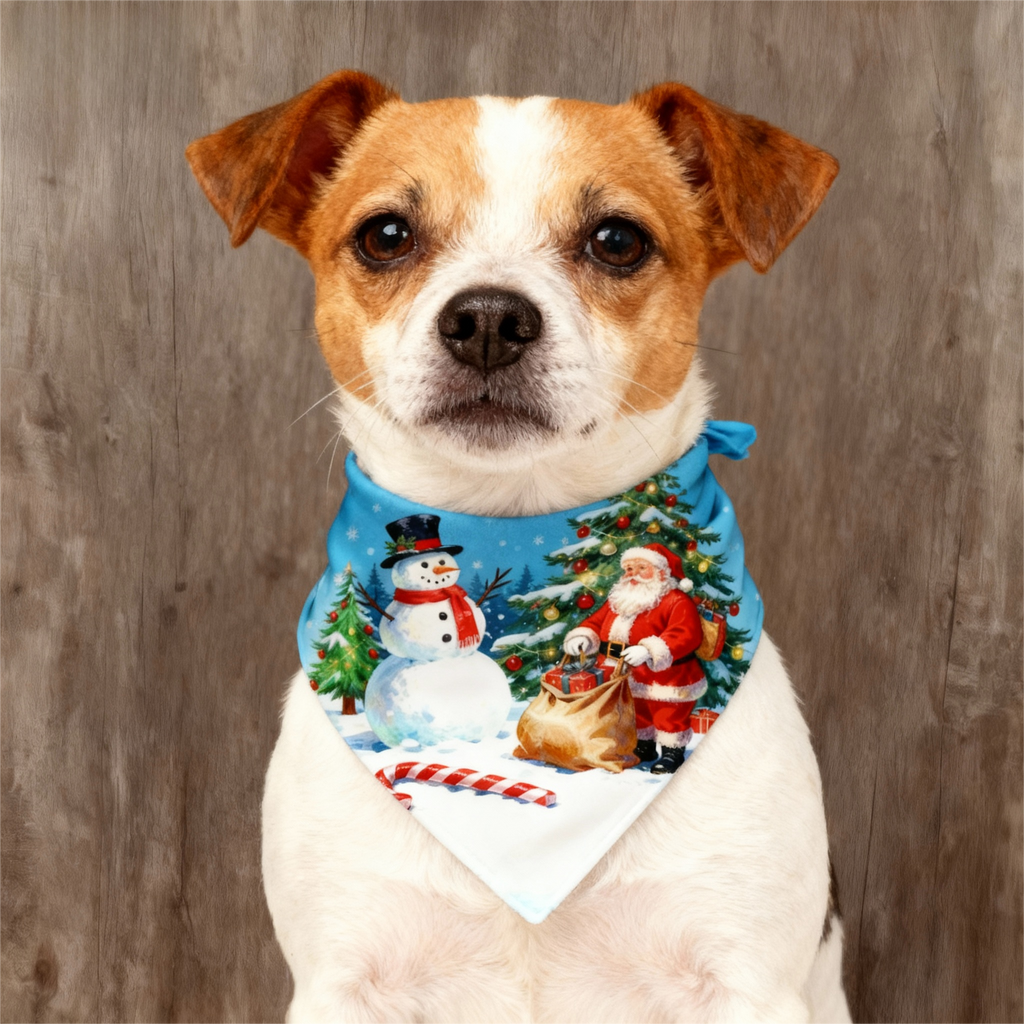 Holiday Family Button-Up Santa and Snowman Printed Satin Christmas Pajamas Set