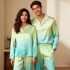 Gradient Color Satin Button-Up Family Christmas Pajamas Set