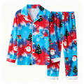 Holiday Couple Button-Up Tie-dyed Christmas Pajamas Set