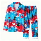 Holiday Couple Button-Up Tie-dyed Christmas Pajamas Set