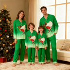 Gradient Color Button-Up Family Christmas Pajamas Set