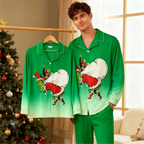 Gradient Color Button-Up Family Christmas Pajamas Set