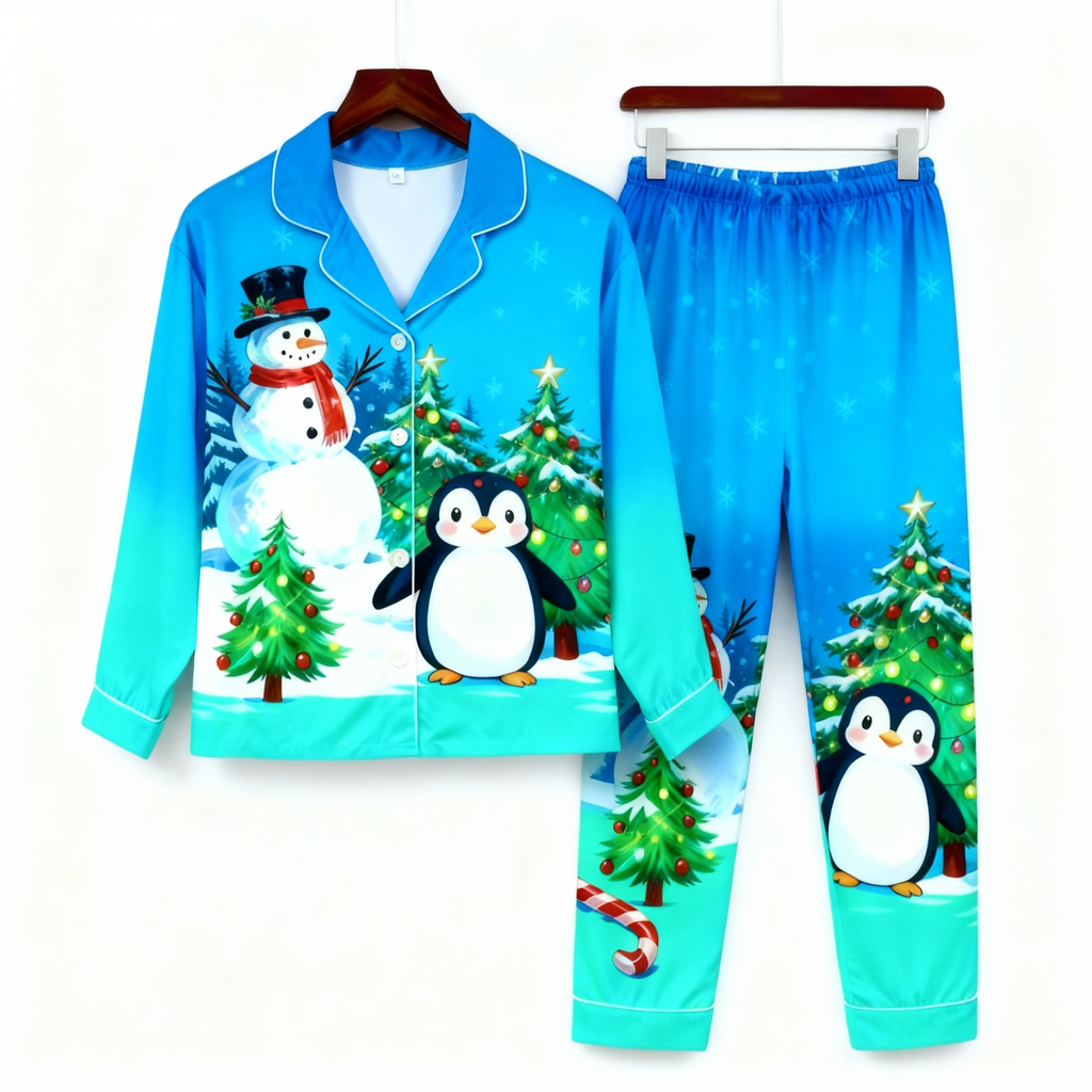 Festive Button-Up Family Christmas Pajamas Set