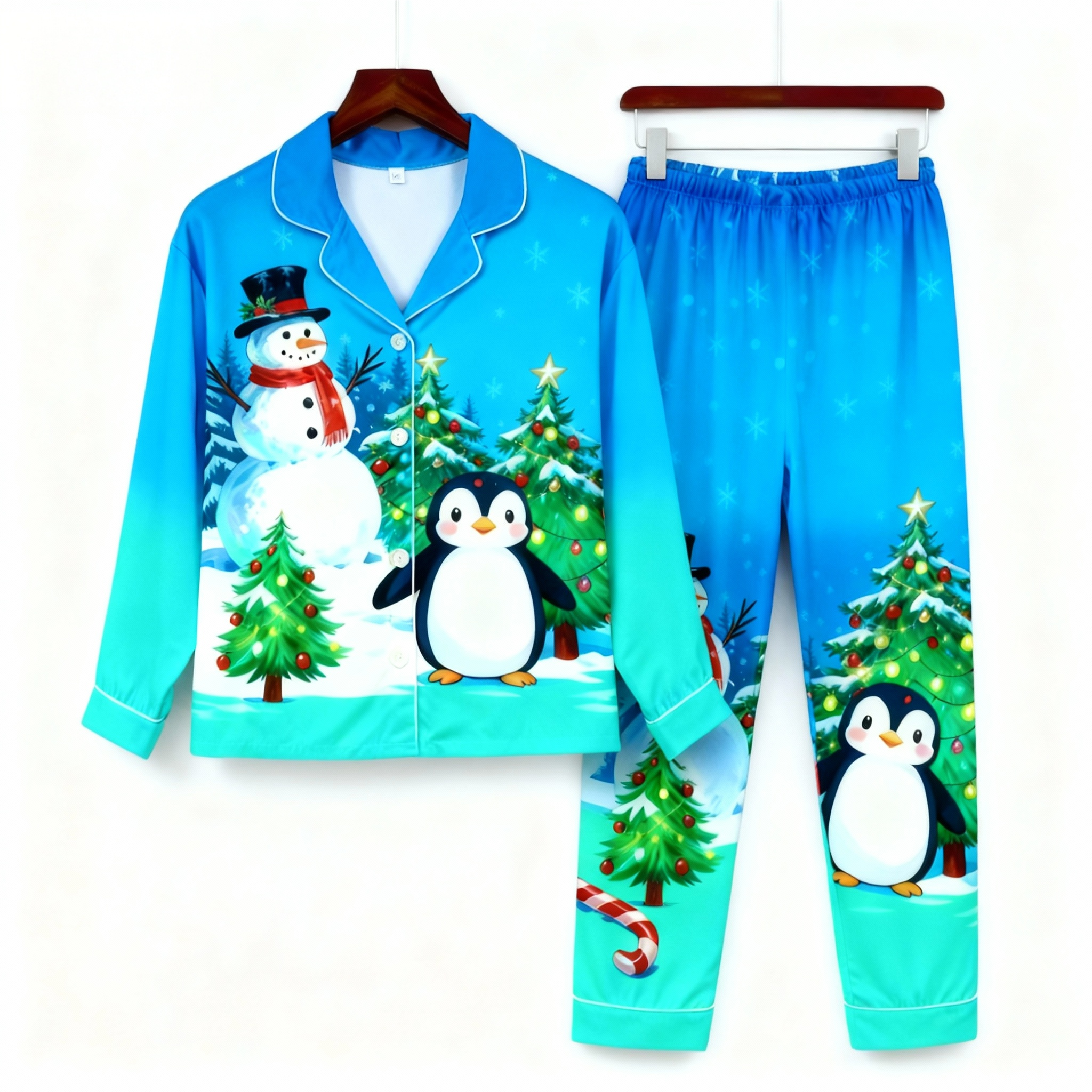 Festive Button-Up Family Christmas Pajamas Set