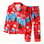 Holiday Family Button-Up Red Tie-dyed Christmas Pajamas Set