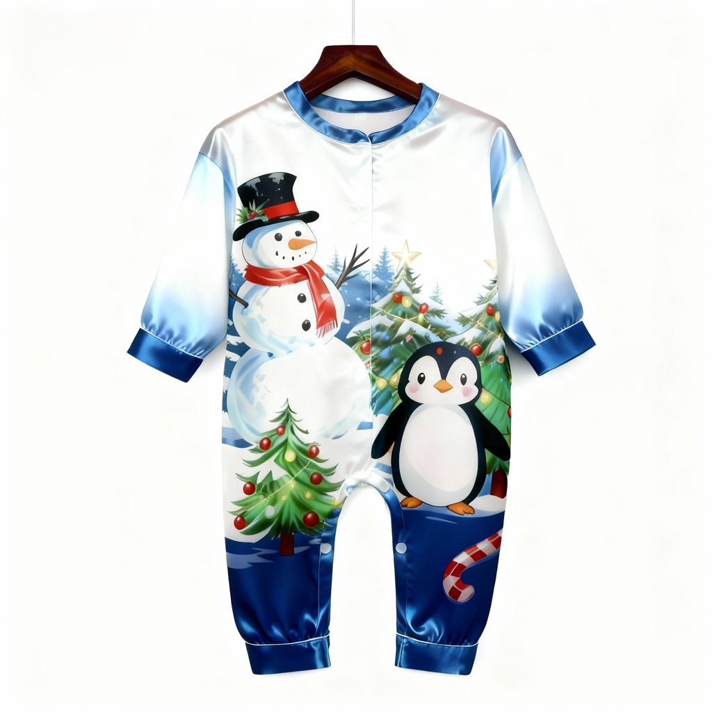 Joyful & Coordinated Satin Family Christmas Pajamas Set