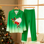 Gradient Color Button-Up Family Christmas Pajamas Set