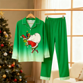 Gradient Color Button-Up Couple Christmas Pajamas Set