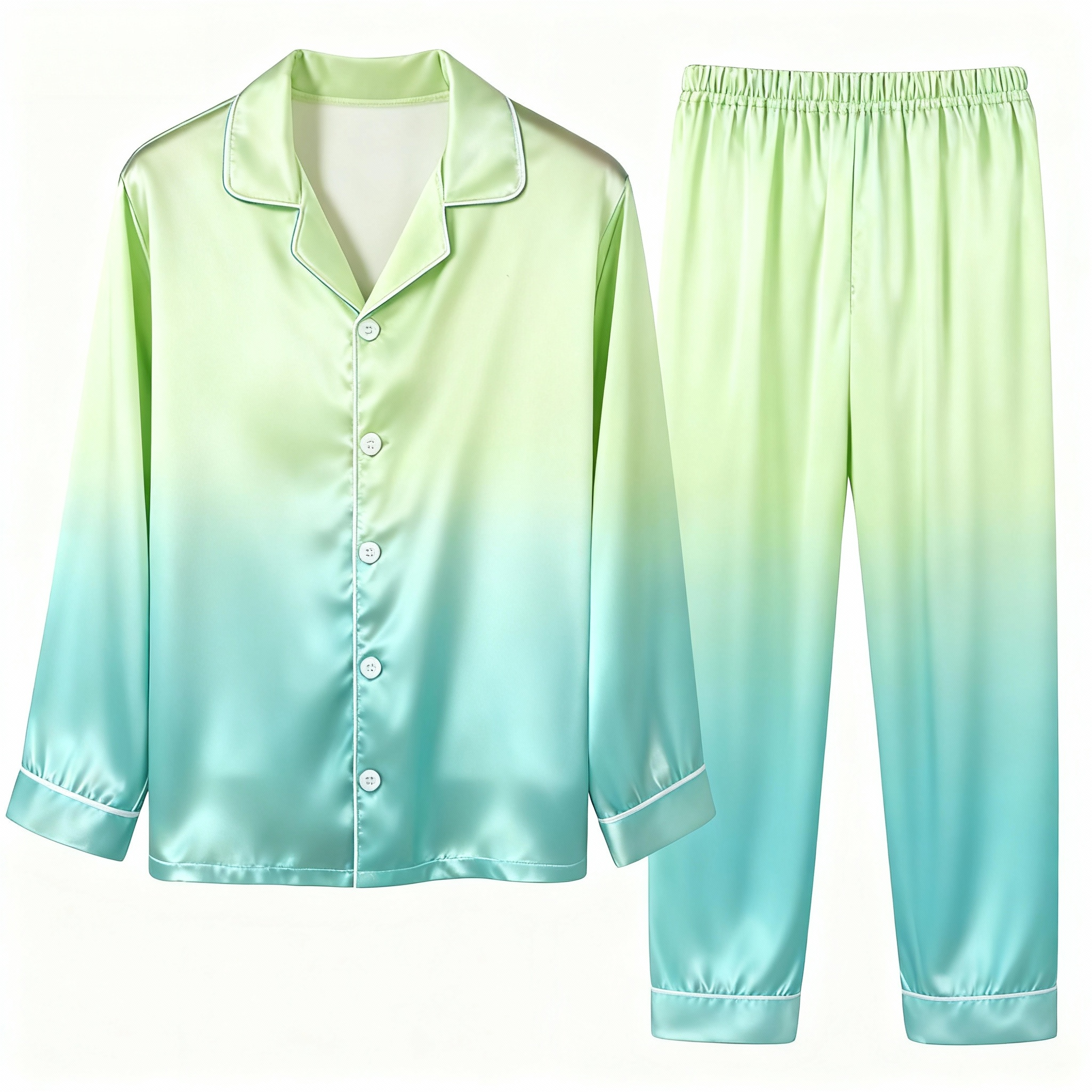 Gradient Color Satin Button-Up Family Christmas Pajamas Set