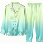 Gradient Color Satin Button-Up Couple Christmas Pajamas Set