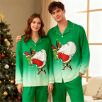 Gradient Color Button-Up Family Christmas Pajamas Set