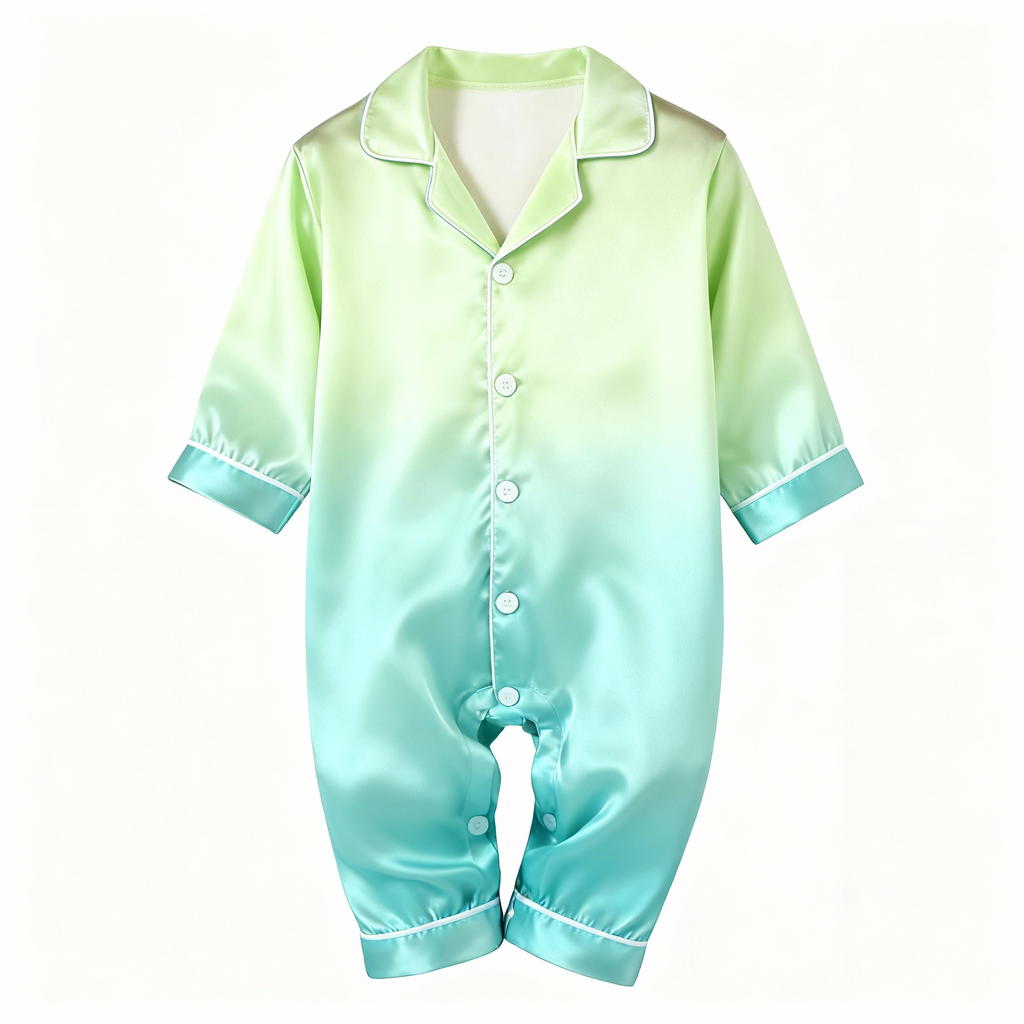 Gradient Color Satin Button-Up Family Christmas Pajamas Set