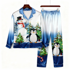 Joyful & Coordinated Satin Couple Christmas Pajamas Set