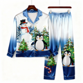 Joyful & Coordinated Satin Couple Christmas Pajamas Set